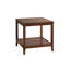 Table de bout en bois massif, table d'appoint carrée à 2 niveaux avec tablette de rangement, table de chevet en bois pour le salon, petite table basse