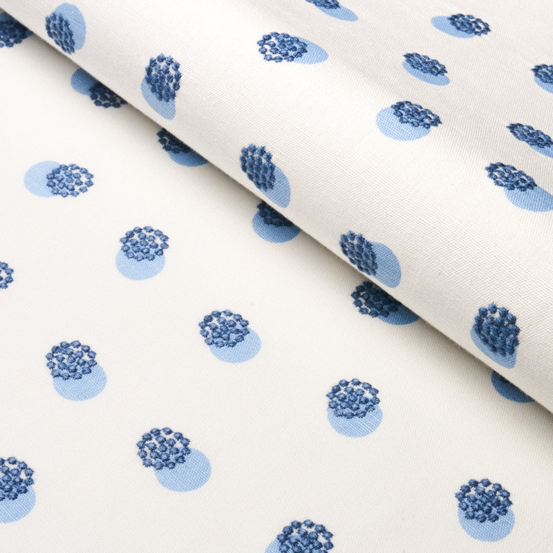 Tissu de broderie Taylor, Bleu/Ivoire
