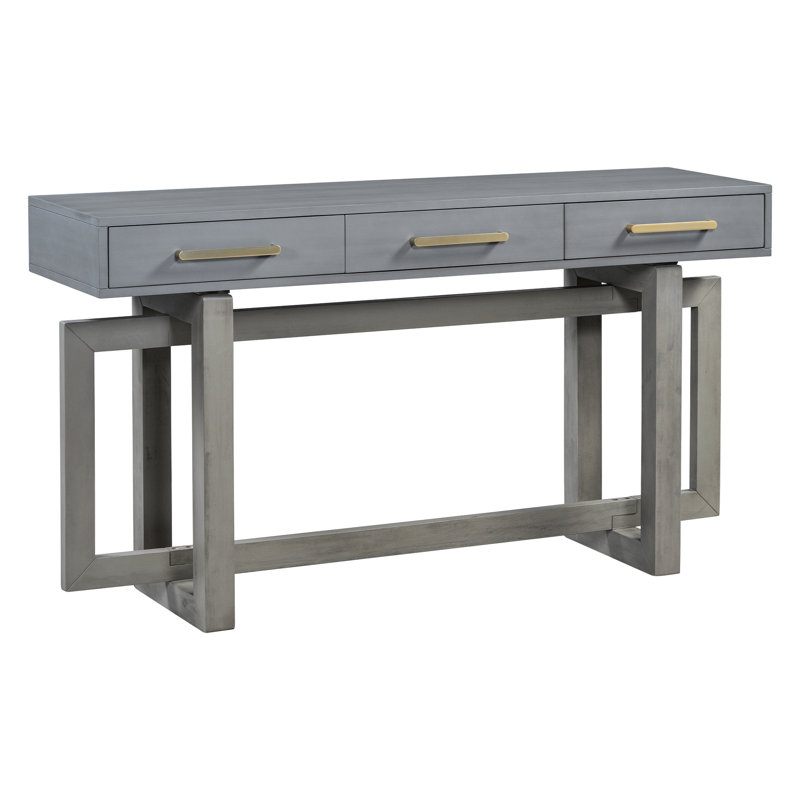 Console très longue avec 3 tiroirs pour vestibule Ustyle. Matériau, console élégante, vestibule élégant gris antique - avec trois simplicité et fabrication modernes