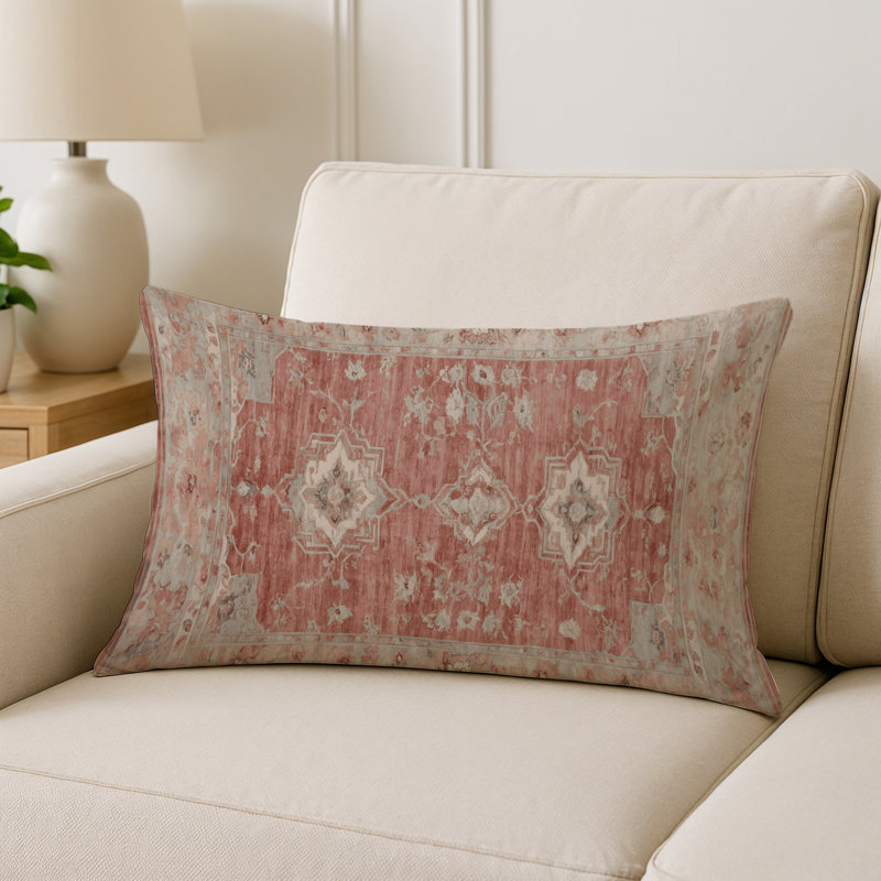 Coussin décoratif intérieur et extérieur Modern, Brun / rose taupe oriental, Rectangle H 20 po x l 14 po