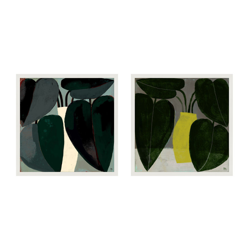 «Plant Set Of 2» par Studio - ensemble de 2 reproductions de cadres photo, Blanc, H 44 po x l 44 po