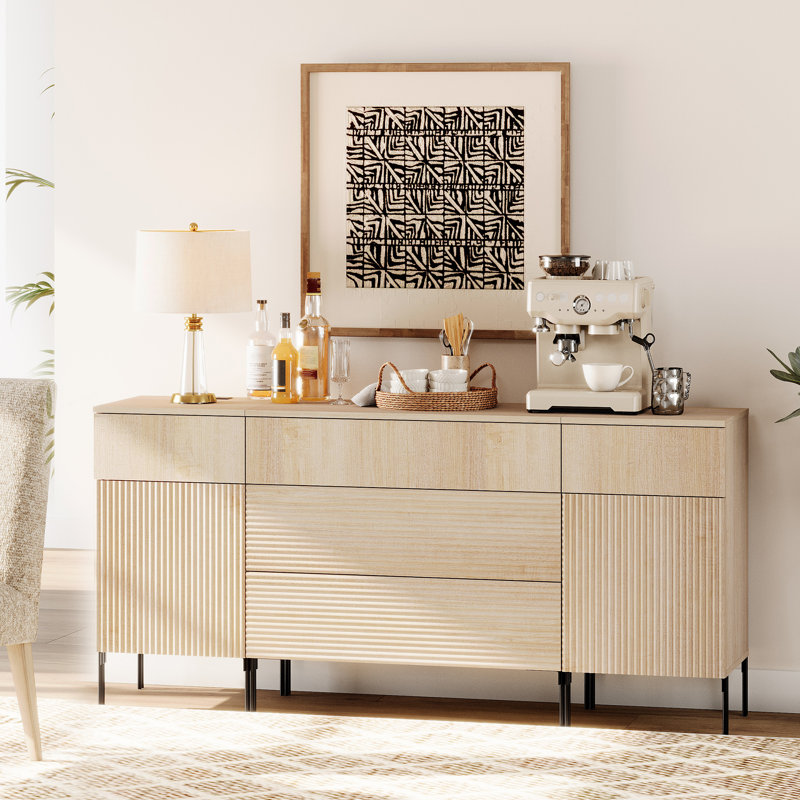 Buffet en bois rosé 63 po Lepe, Beige