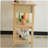 Kitchen island and kitchen trolley, with a mobile kitchen island with two locking wheels, rubberwood top, simple design, natural tones, making party scenes more vibrant.-1800215916