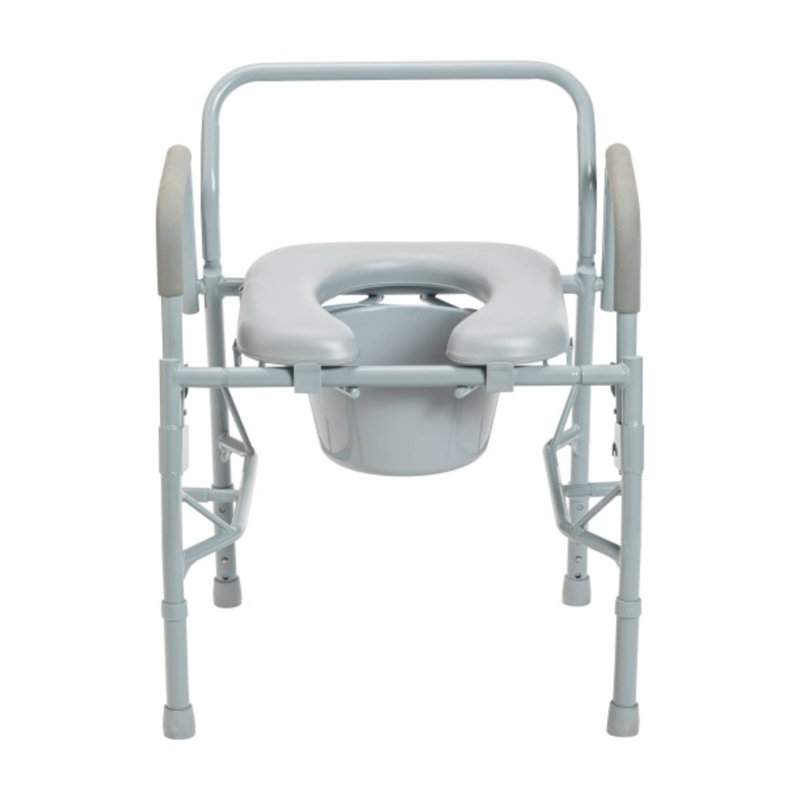 Steel Drop Arm Bedside Commode With Padded Seat And Arms