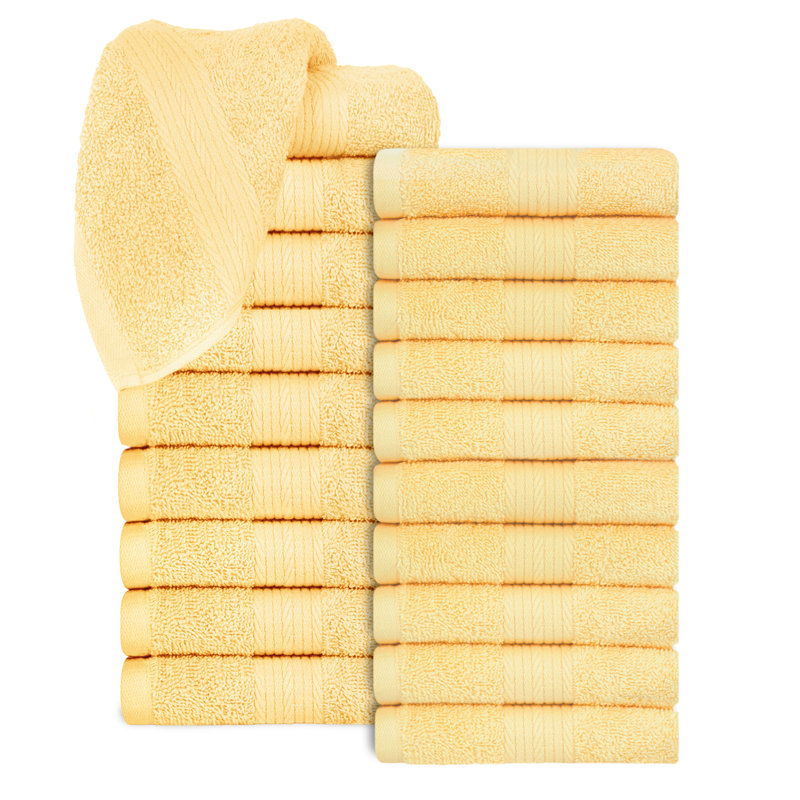 100% Cotton 600 GSM Washcloths, Yellow