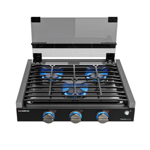 Camplux 21,000Btu Rv Cooktop 3 Burners Slide-In, Propane Cooktop Stove With Tempered Glass Cover