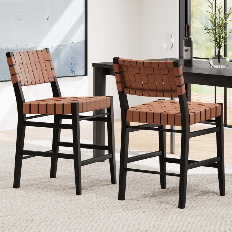 Ensemble de 2 tabourets de comptoir 24,25 po Classic, Siège brun / cadre noir