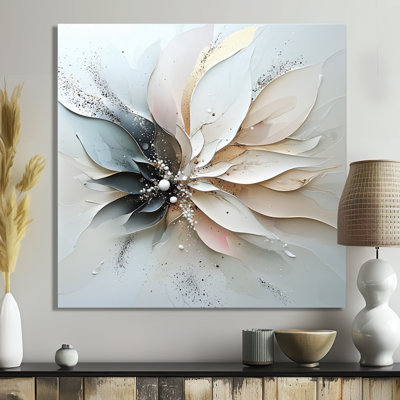 Abstrait fleur de dahlia subtil fleurs IV - fleurs, décoration murale en métal, impression moderne sur métal