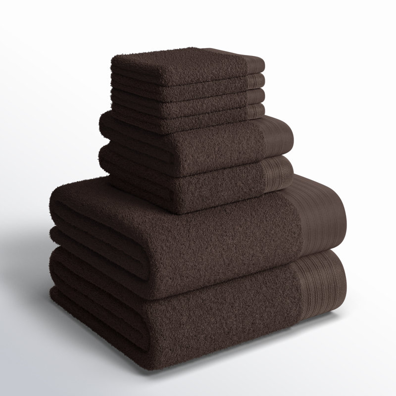 Ensemble de serviettes 8 pièces 100% coton Doncia, Chocolat