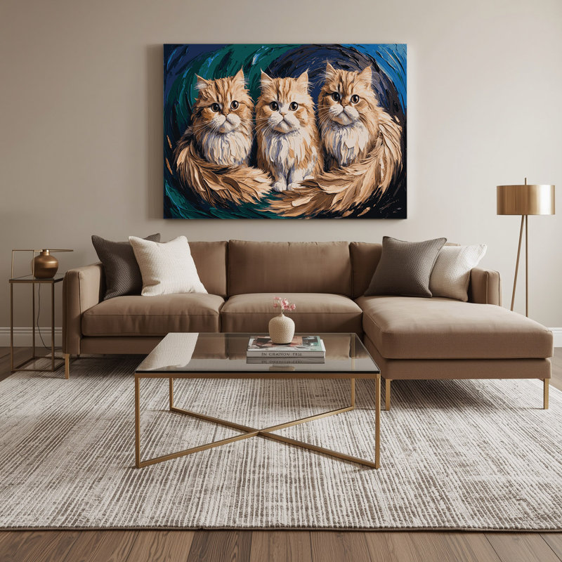«Cats Exotic Shorthair», art mural sur toile grise, H 11 po x l 14 po