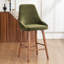 Tabouret de bar en tissu avec tabourets de bar modernes avec dossier et pieds en bois, chaise de bar rembourrée à hauteur de comptoir pour îlot de cuisine-1195408885