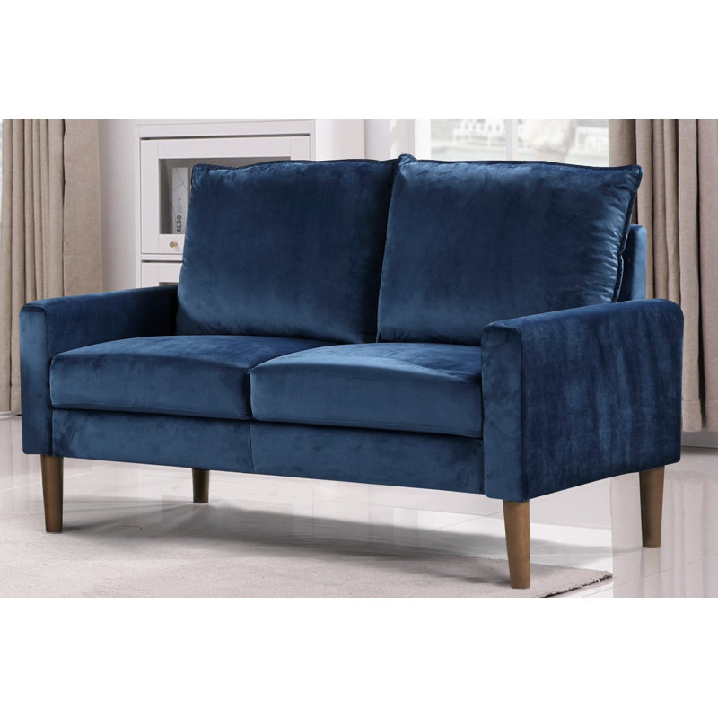 Delfred 53'' Velvet Loveseat, Dark Blue
