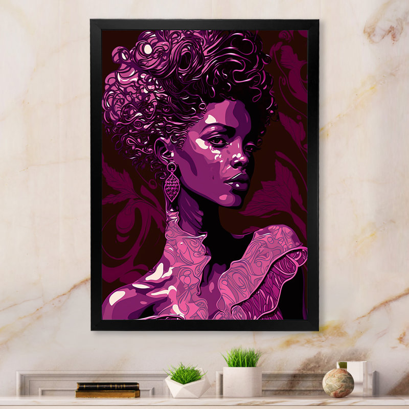 Elwanda Retro Haute Couture, femme afro-américaine III, sur toile, H 20 po x l 12 po x P 1 po, Cadre photo noir