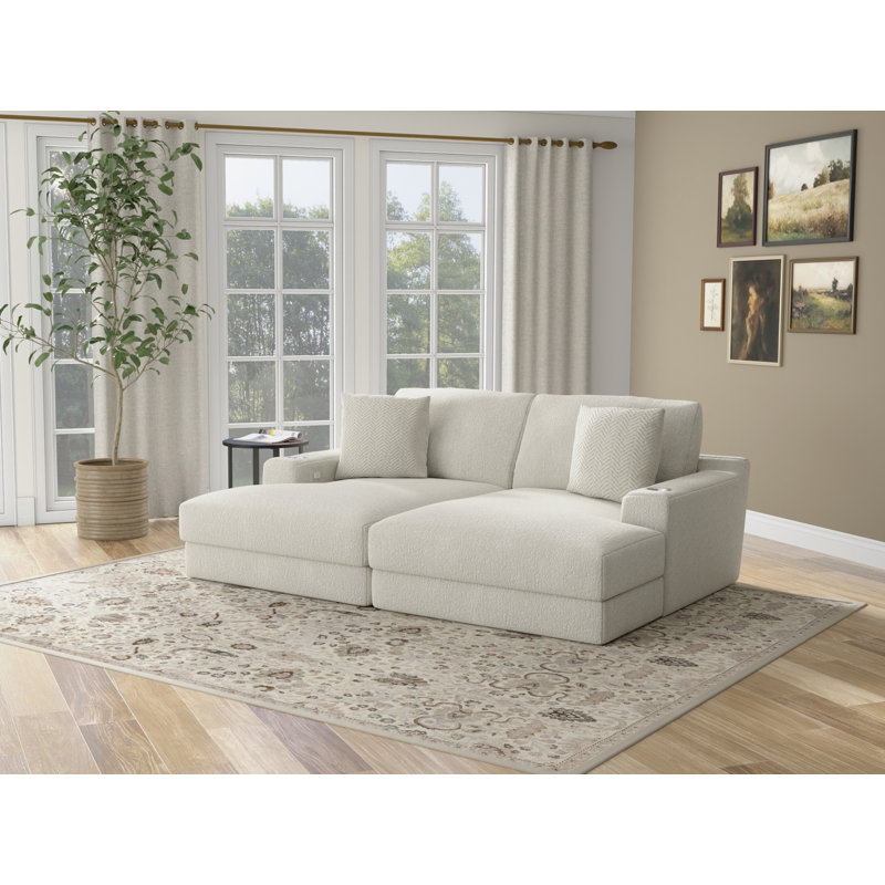 Chaise longue double 2 pièces Gerstner avec ports de charge USB Gerstner, Ivoire ivoire