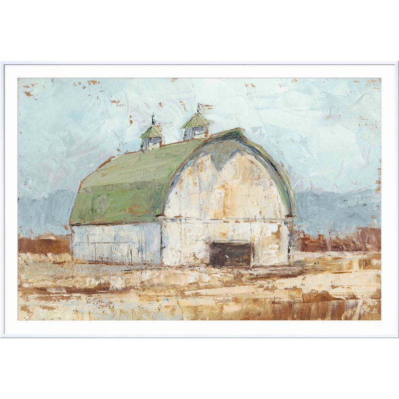 «Whitewashed Barn III» par Ethan Harper - peinture encadrée, Blanc, H 12 po x l 12 po
