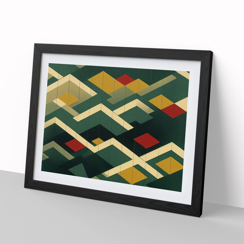 Abstract Mountain Art - Framed Print, Black, 46cm H x 64cm W x 2cm D