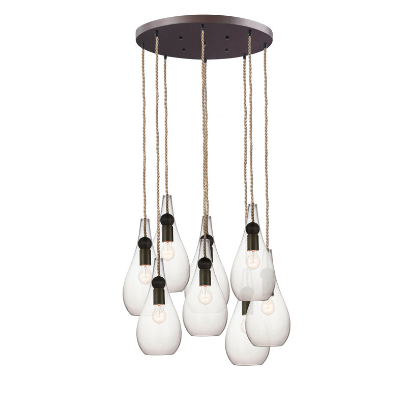 Earth 8 - Light Chandelier, 36" H x 16" W x 16" D, Ship Rod, Clear Glass