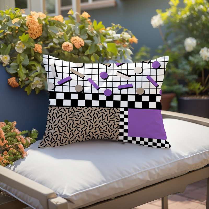 Coussin lombaire intérieur / extérieur Lumo, Rectangle H 18 po x l 25 po, Mauve