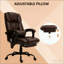 Fauteuil de bureau inclinable à haut dossier, fauteuil de massage à 6 points vibrants avec repose-pieds et télécommande-125766492