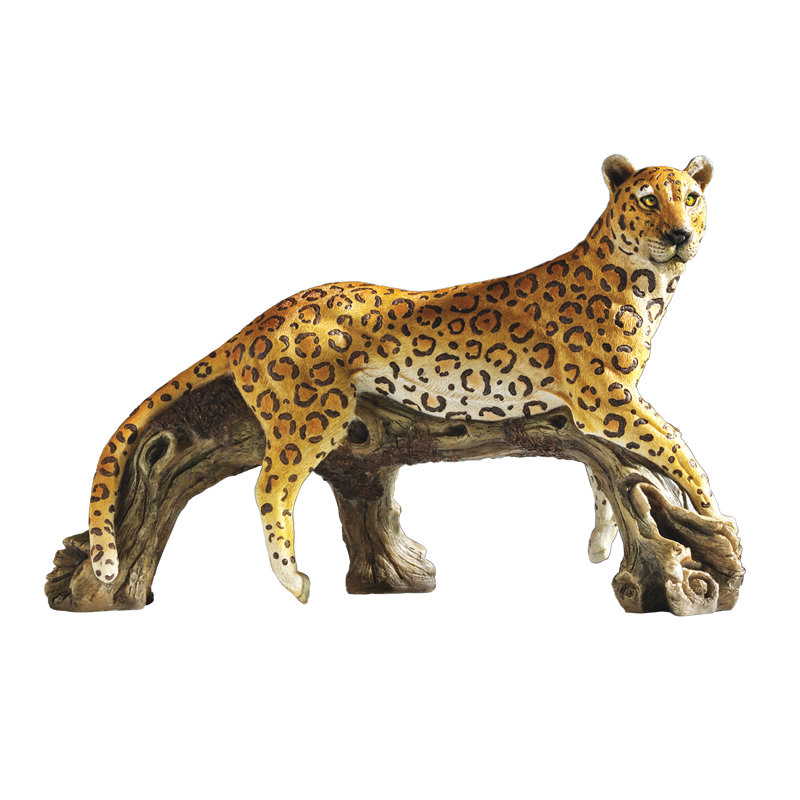Hand-Painted Resin Leopard Garden Statue, 20.5"