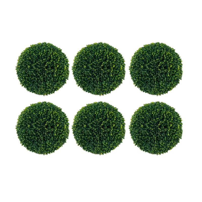 S/6 D4" Faux Boxwood Ball Bowl Filler,Green