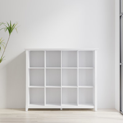 Acadian 57"W Solid Wood 12 Cube Storage Bookcase with Fixed Shelves