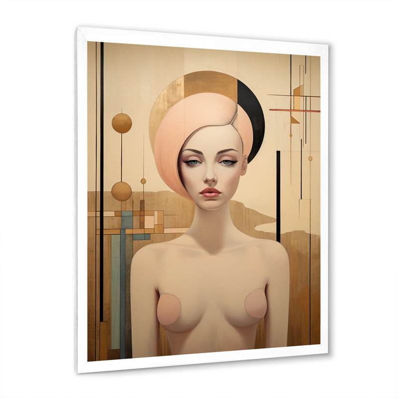 Portrait graphique de sensualité Art Nouveau, Cadre photo blanc, H 32 po x l 16 po x P 1 po
