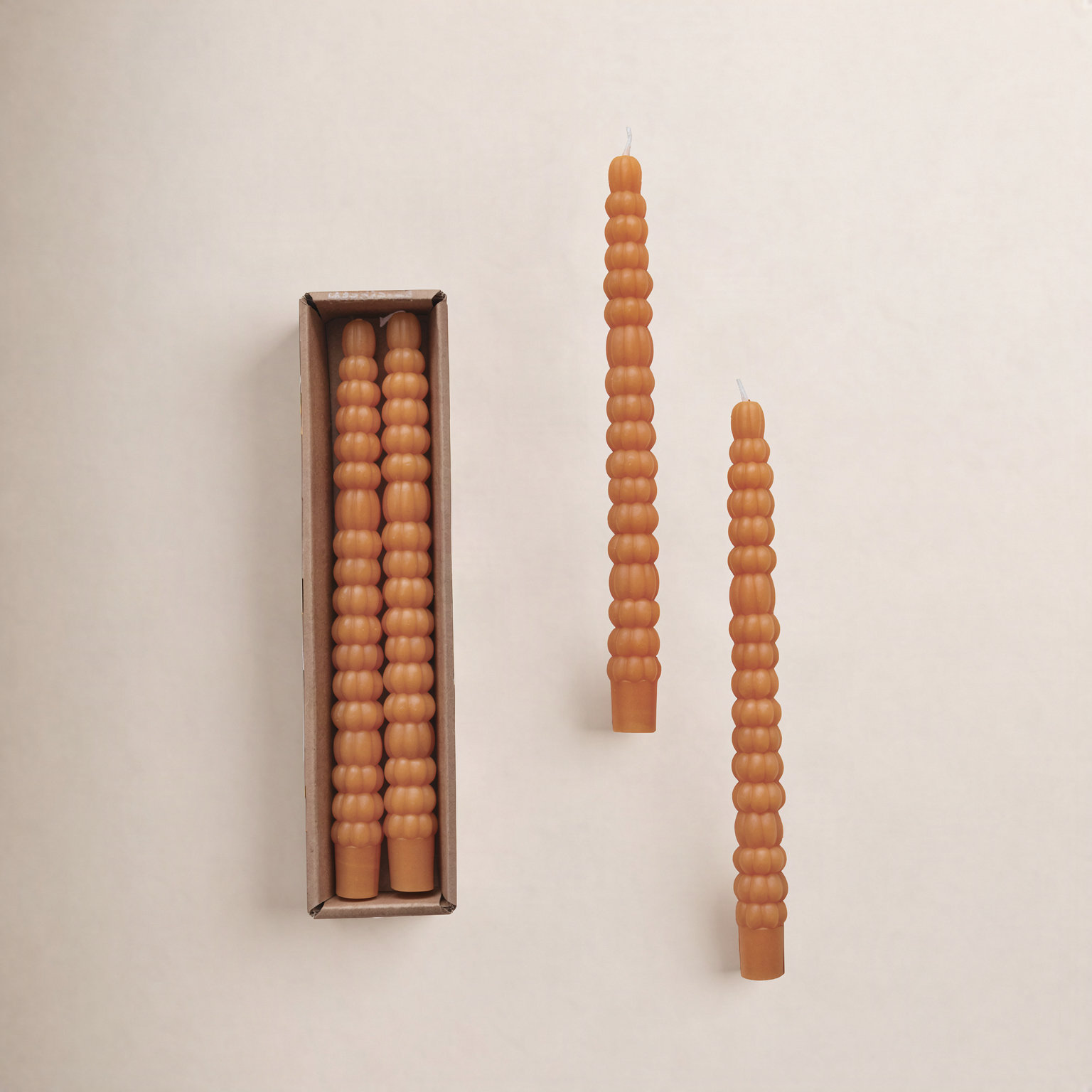Unscented Pumpkin Shaped Taper Candles In Box