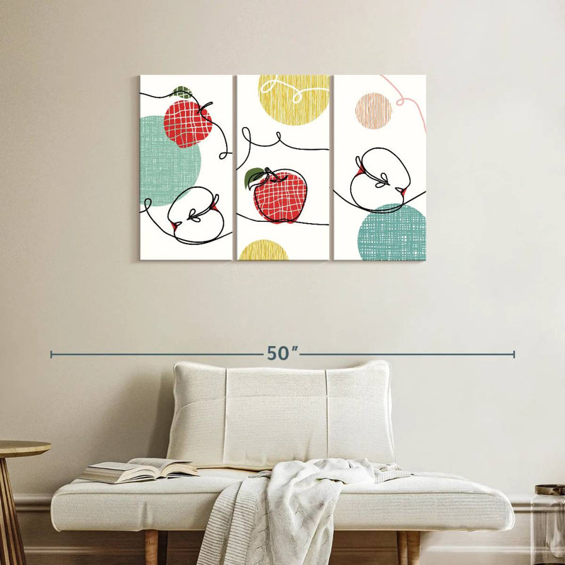 Yarlin One Line Apples, 24" H x 38" W