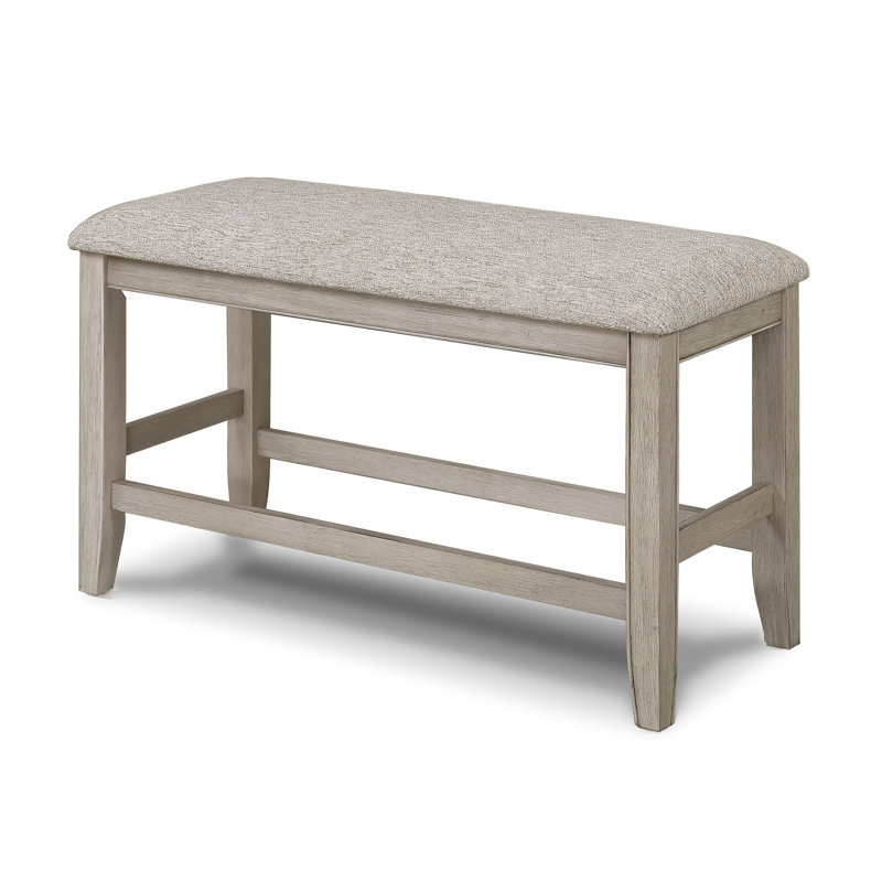 Rectangular Upholstered Bench In Tan/Brown, With Cushion Seat And Footrest, Solid Wood For Dining Tan/Beige Gray Counter Height Stool Cushioned Room