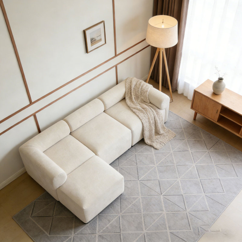 Canapé modulaire modulaire en chenille, Beige + 4 pièces, 4
