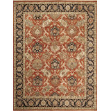 Hand Knotted Wool Oriental Area Rug in Rust/Navy