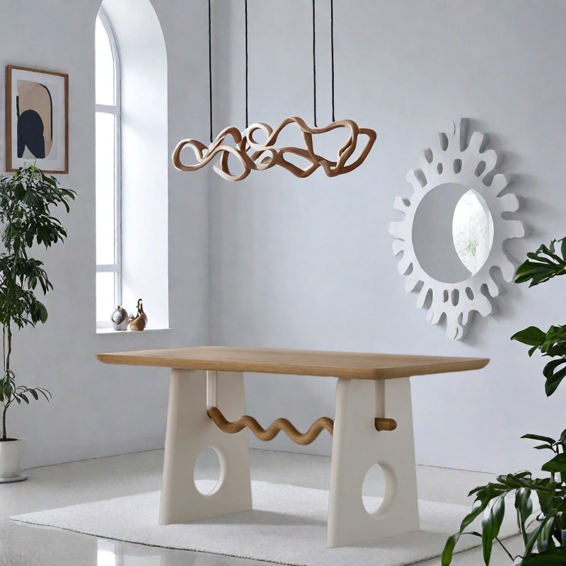 Table de salle à manger en chêne crème 2025 | Moderne compact, H 29,5 po x L 70,8 po x l 35,4 po