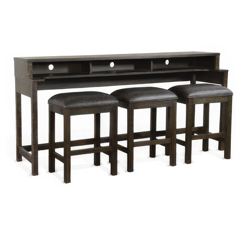 Console Flint avec 3 compartiments, 74 pouces, acajou brun foncé