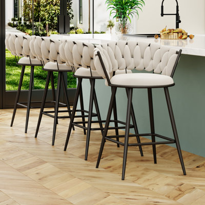Upholstered Counter Stool With Metal Frame