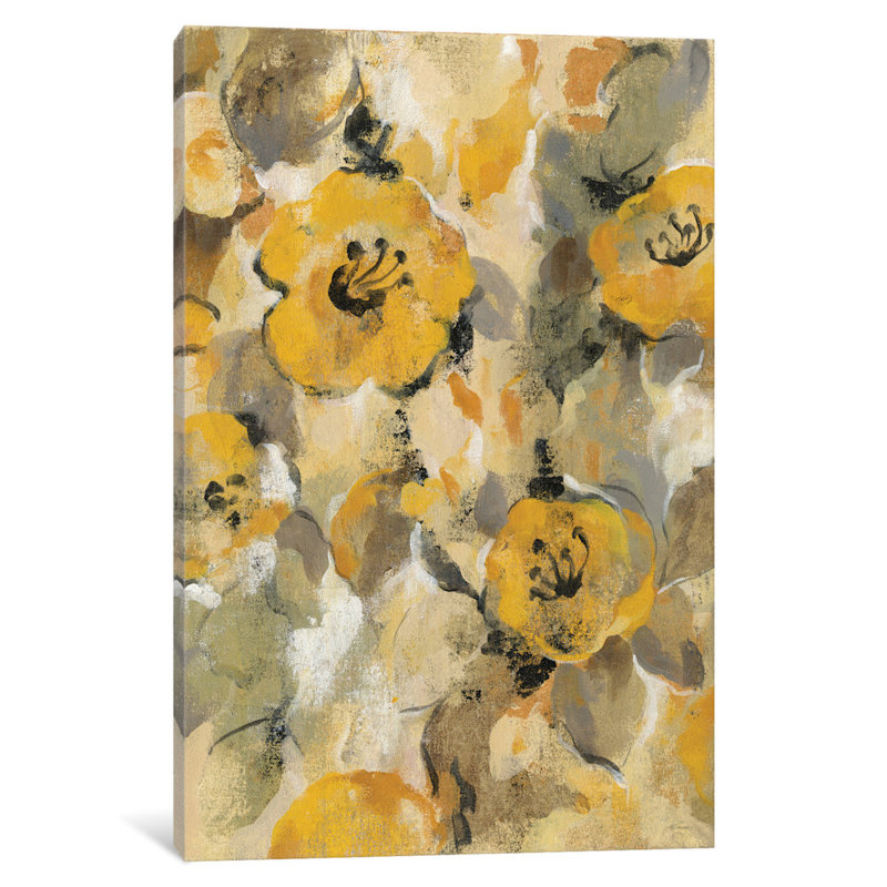 Jaune floral, reproduction d’art sur toile tendue, H 18 po x l 12 po x P 1,5 po