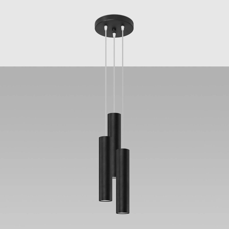 Bergmundur 3 - Light Stainless Steel Pendant, Black