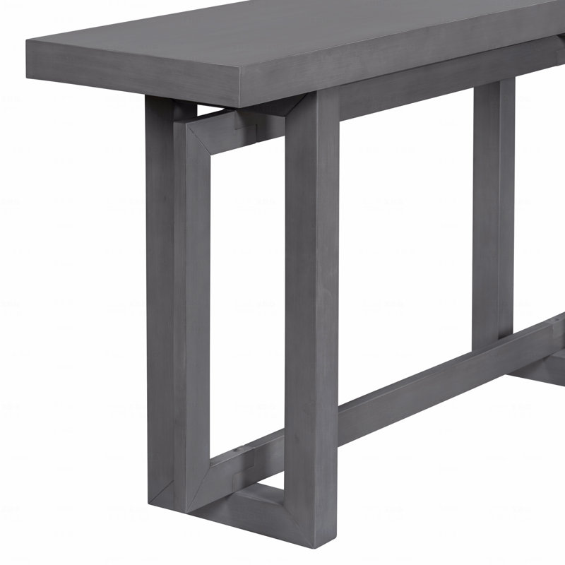 Wood Console Table with Trestle Base, Gray, Gray Duplicate