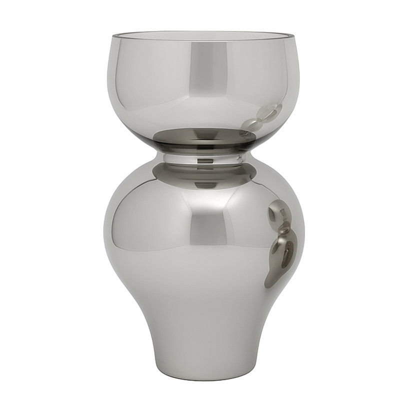 Kalya Handmade Silver Glass Table Vase – Set of Two
