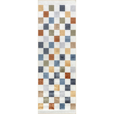 Naya SpinClean Checkered Machine Washable Area Rug