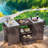 Outdoor Kitchen Island With Stainless Steel Top, 1 Drawer, Storage Shelves, Sturdy Spice Rack, Paper Towel Rack, 5 S-hook Hangers, And A Bottle Opener-858196576