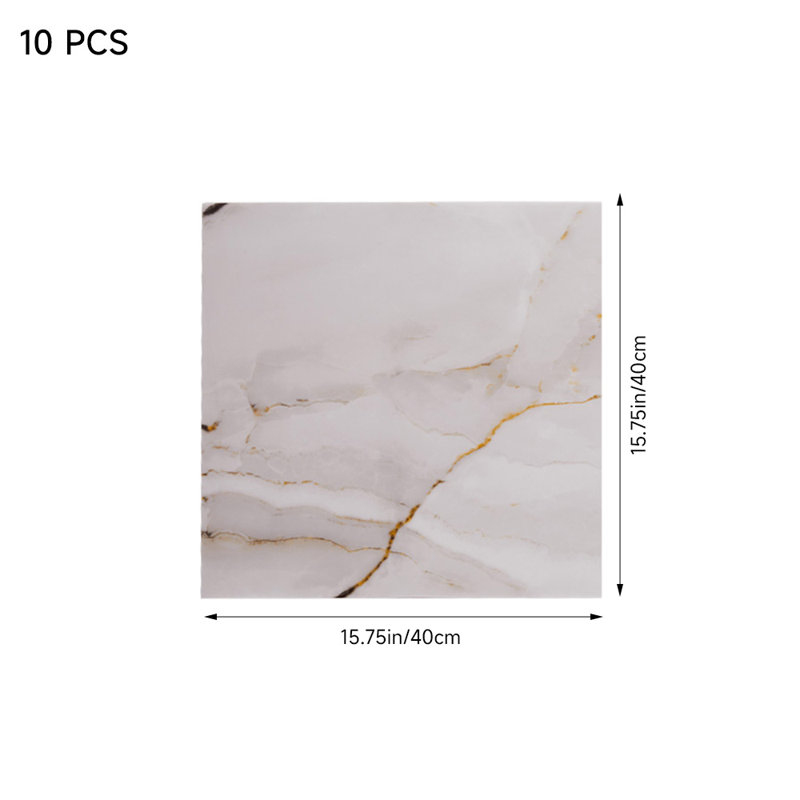 Polyvinyl Chloride (PVC) Peel and Stick Field Tile, 40 cm x 40 cm, Light Grey/Brown