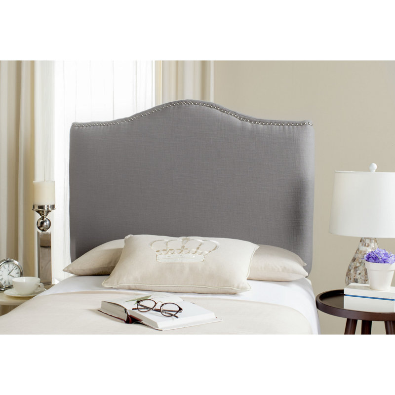 Laken Upholstered Headboard, Twin, Arctic Grey Polyester Blend, Silver