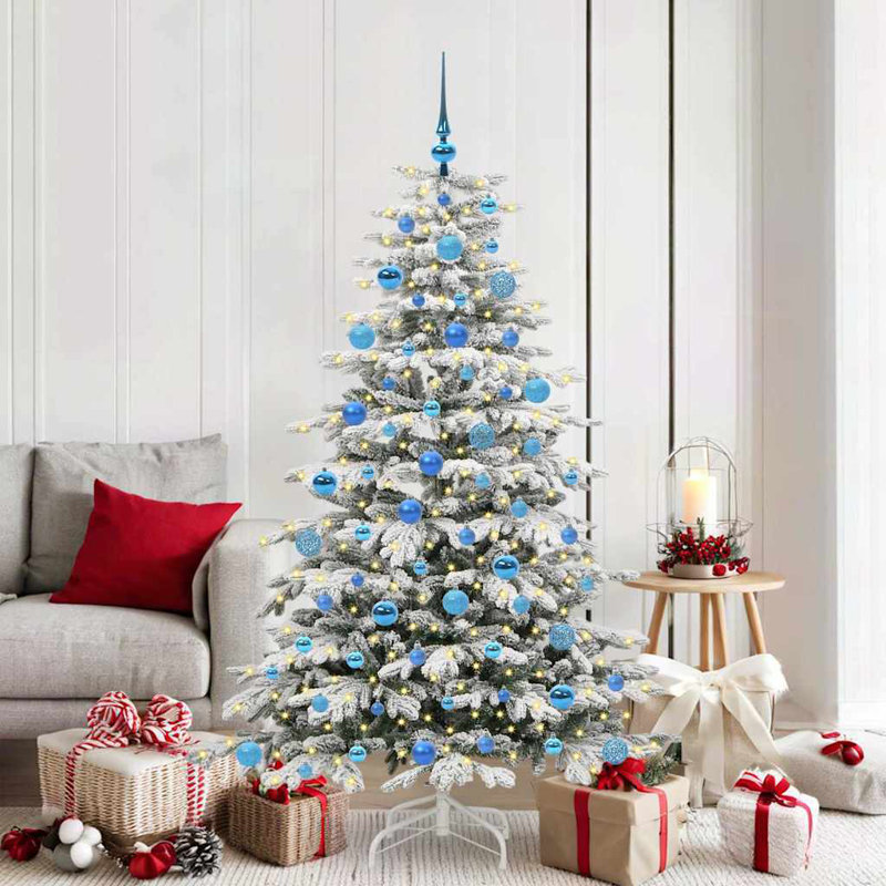 Artificial Hinged Christmas Tree White PE and PVC, 5.91 ft