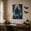 «Dark Gothic Castle on Rocky Island Under Giant Halloween», art mural sur toile-1286540923