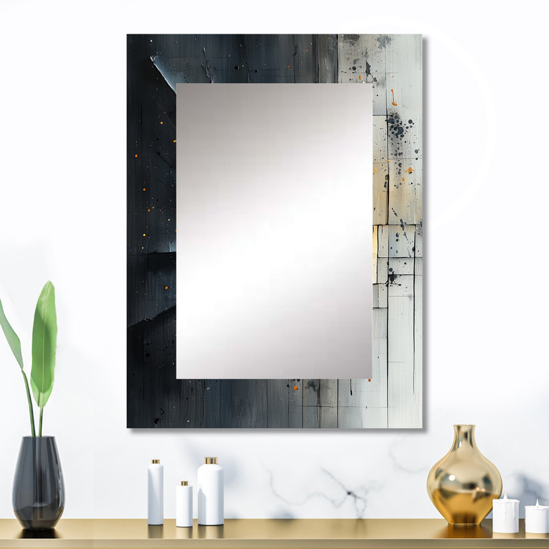 Dream Fragments Of Wood Stone Petal II - Fractals Unique Wall Mirror, Gold Mirror, Printed Metal Art, 32" x 24"