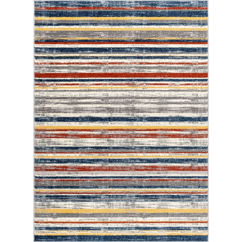 Leona Striped Synthetic Area Rug, Rectangle 120 x 160cm