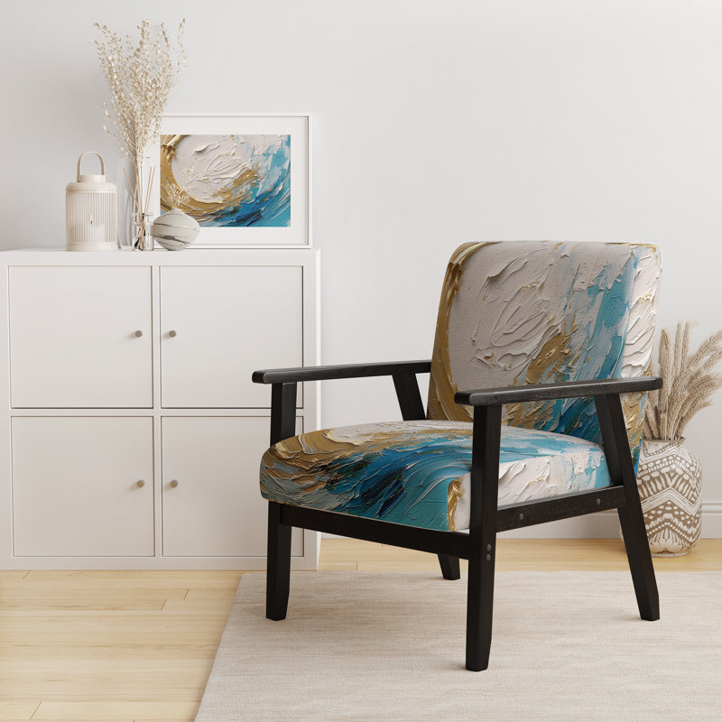 Fauteuil d'appoint rembourré or et turquoise Spiral