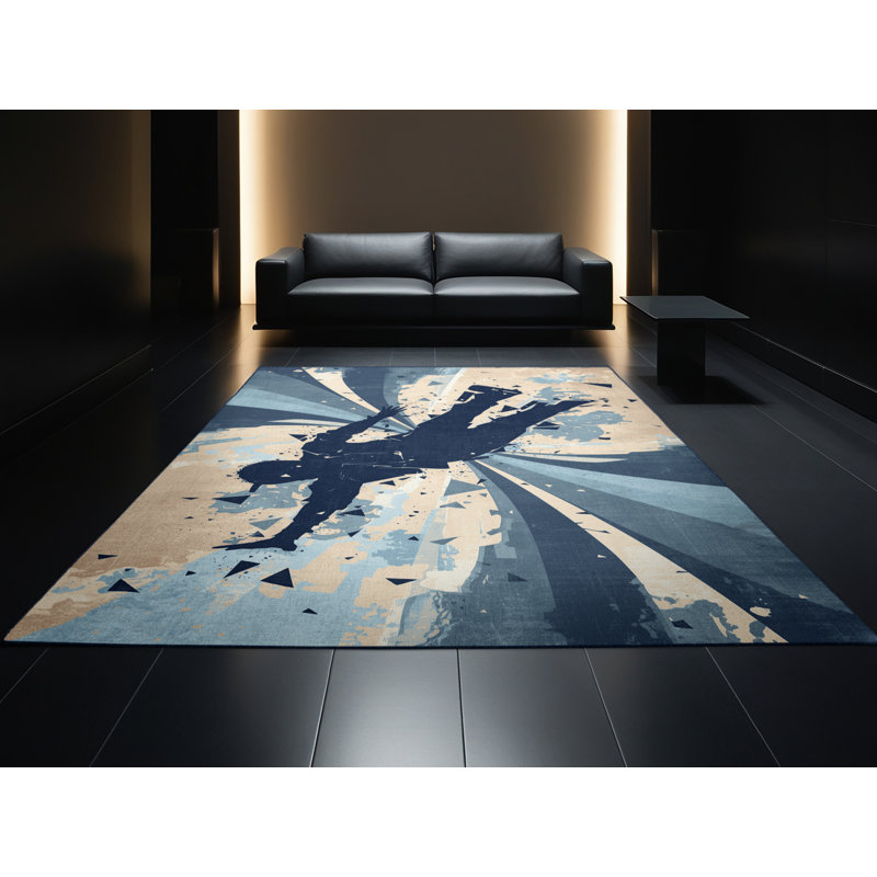 Tapis beige moelleux moelleux et éclectique abstrait, 8 x 10