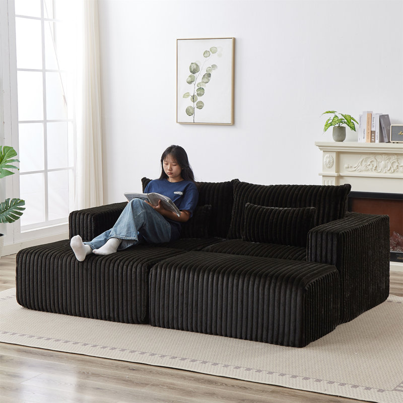 Méridienne surdimensionnée de 102 po, sans assemblage requis, causeuse en peluche nuage avec deux repose-pieds amovibles, fauteuil-lit moderne moelleux pour le salon intérieur